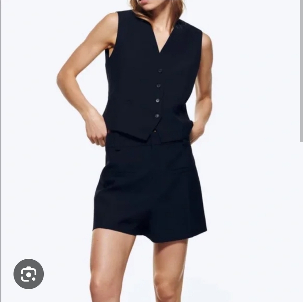 NWT Zara High Waisted Front Seam Nautical Shorts XS Navy Preppy Basicâ Classic